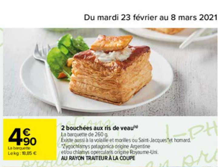 2 bouchées aux ris de veau