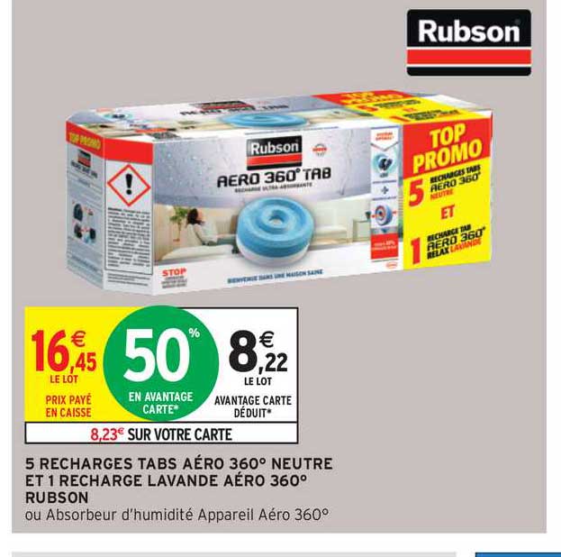 5 Recharges Tabs Aéro 360° Neutre Et 1 Recharge Lavande Aéro 360° Rubson
