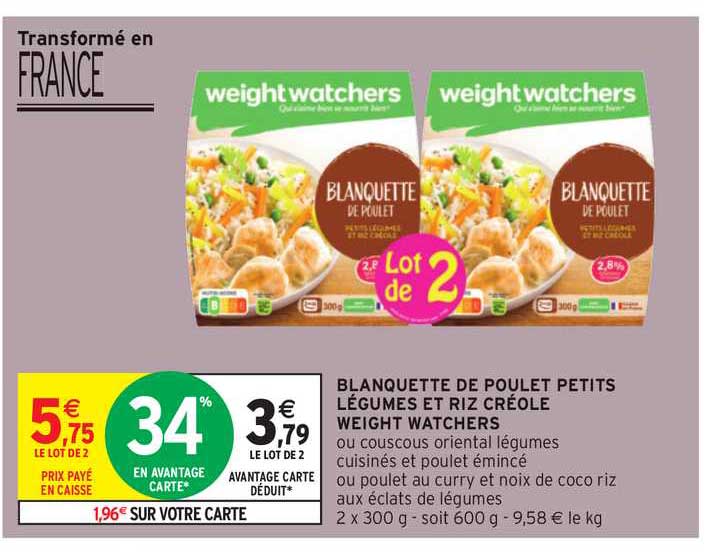 blanquettes de poulet petits légumes et riz créole weight watchers