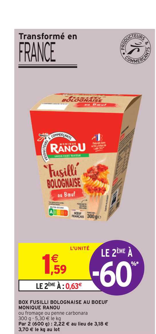 box fusilli bolognaise au bœuf monique ranou