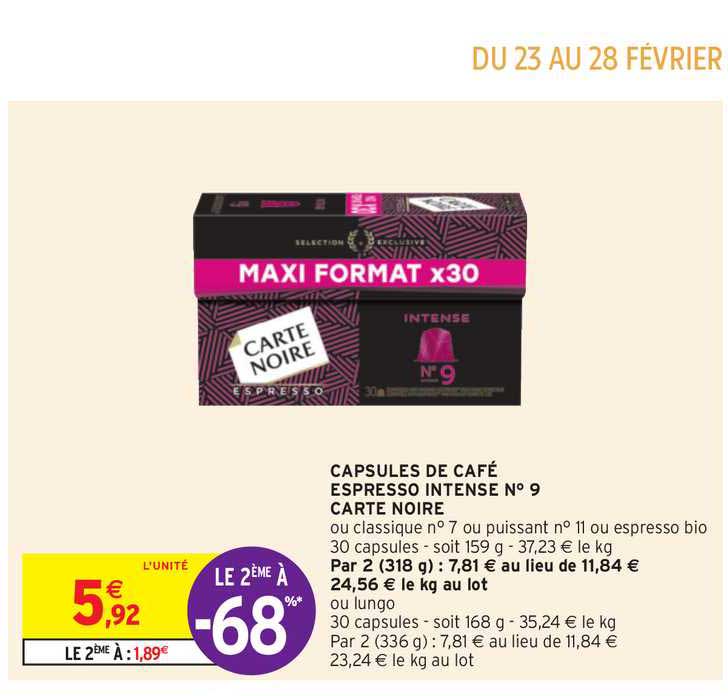 capsules de café espresso intense n° 9  carte noire