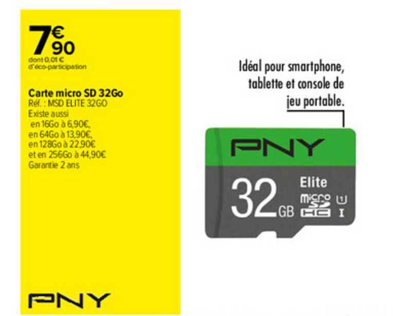 carte micro sd 32go pny