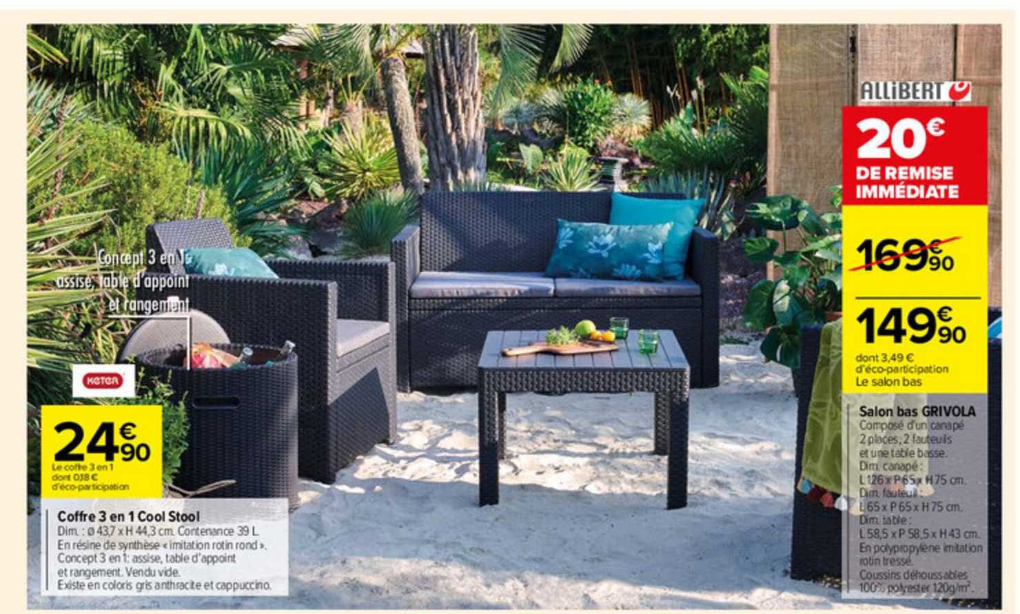 coffre 3 en 1 cool stool, salon bas grivola