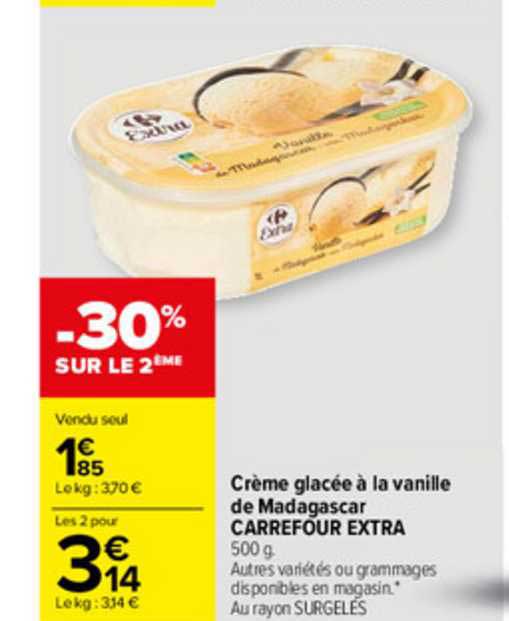 Crème Glacée à La Vanille De Madagascar Carrefour Extra