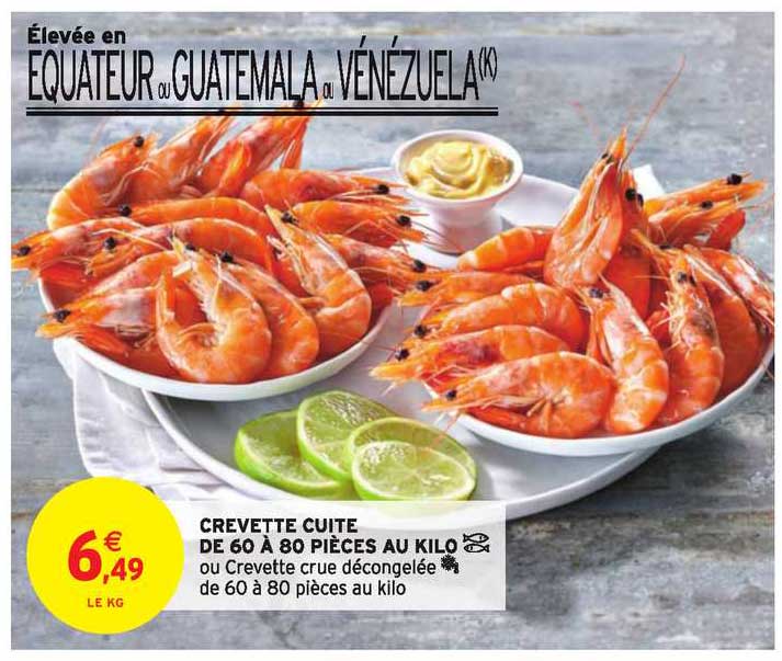 crevette cuite de 60 à 80 pièces au kilo