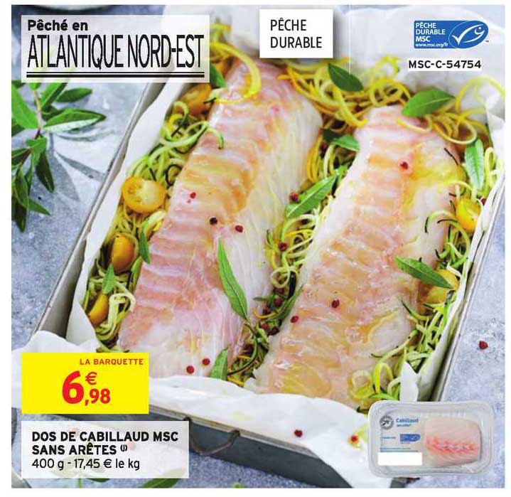 dos de cabillaud msc sans arêtes