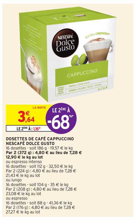 Dosettes De Café Cappuccino Nescafé Dolce Gusto