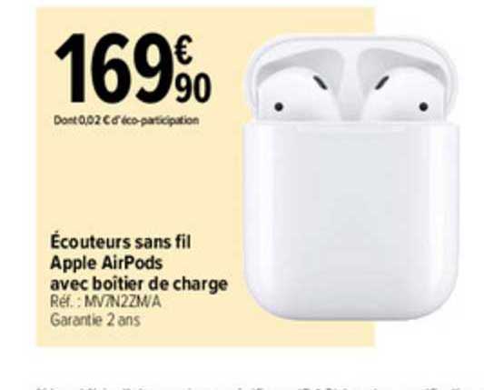 écouteurs sans fil apple airpods avec boîtier de charge
