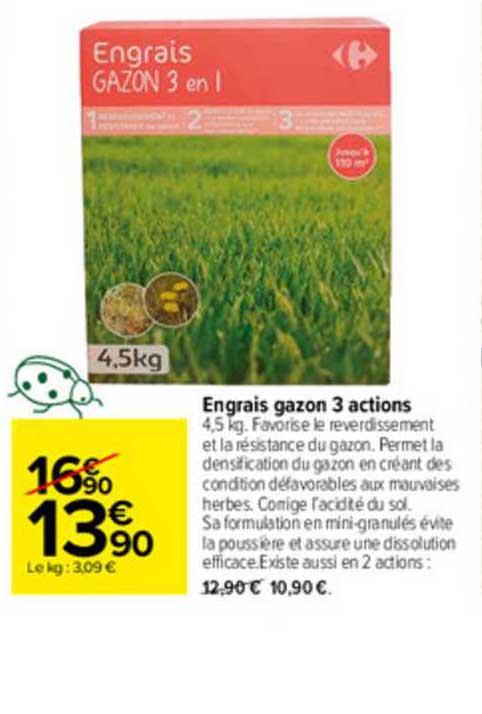 engrais gazon 3 actions