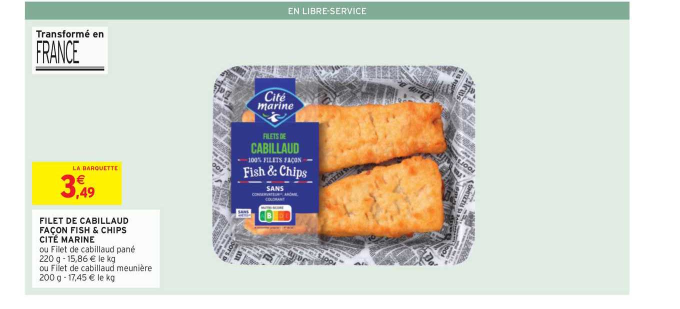 filet de cabillaud façon fish & chips cité marine
