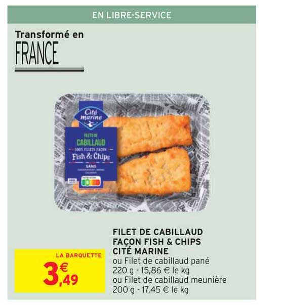 filet de cabillaud façon fish & chips cité marine