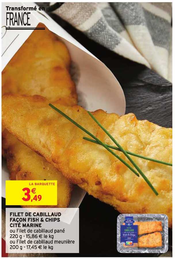 filet de cabillaud façon fish & chips cité marine