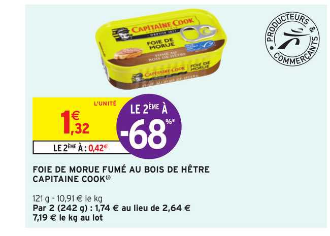 foie de morue fumé au bois de hêtre capitaine cook