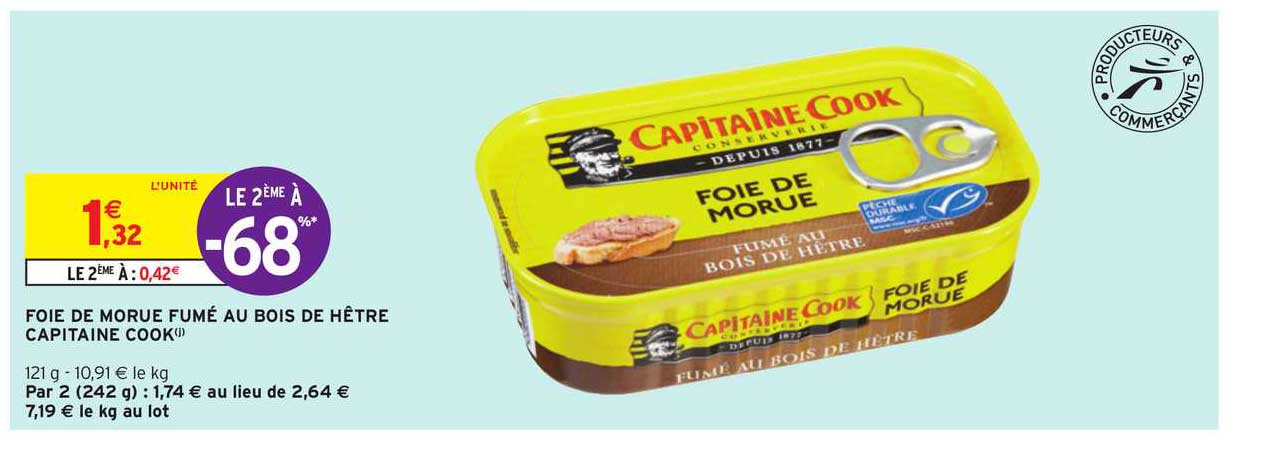 foie de morue fumé au bois de hêtre capitaine cook