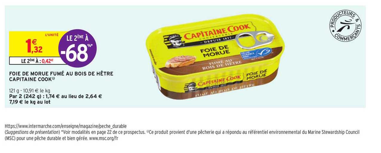 foie de morue fumé au bois de hêtre capitaine cook