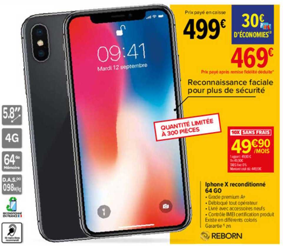 Iphone X Reconditionné 64 Go Reborn