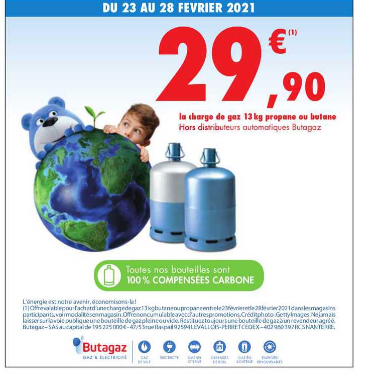 la charge de gaz 13 kg propane ou butane