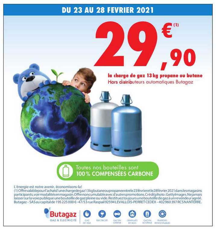 la charge de gaz 13 kg propane ou butane