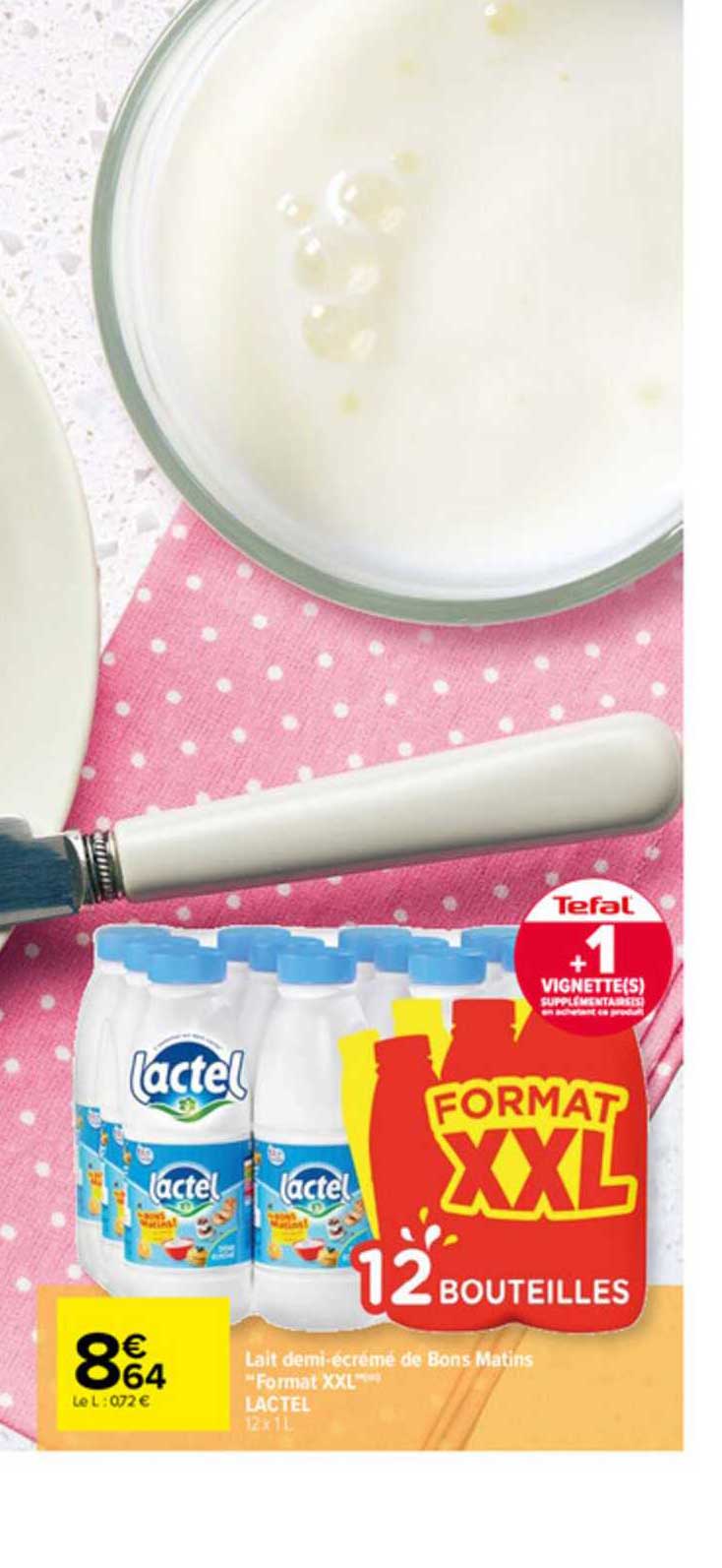 lait demi écrémé de bons matins "format xxl" lactel