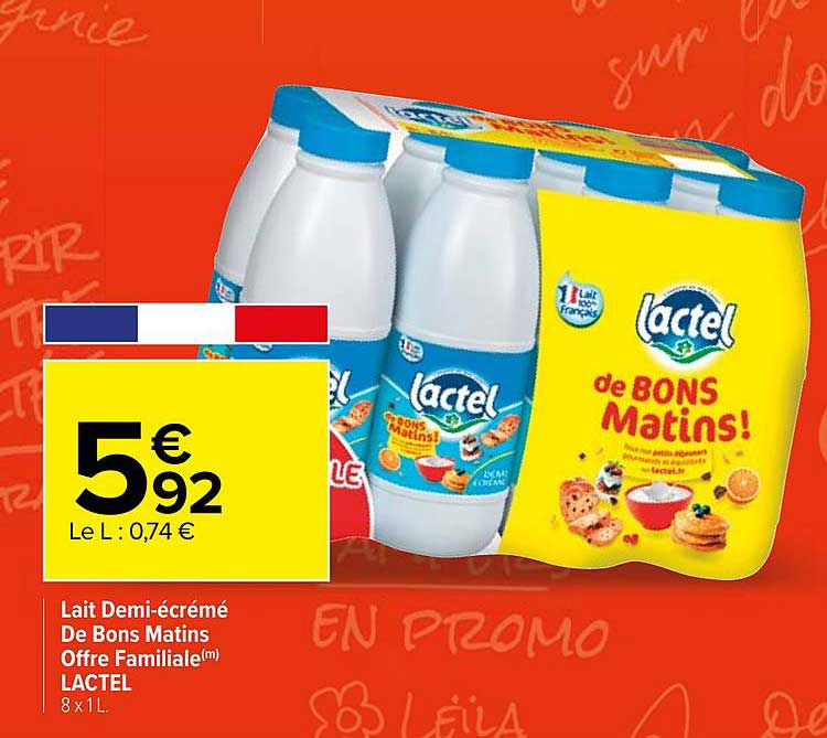 Lait Demi-écrémé De Bons Matins Offre Familiale Lactel