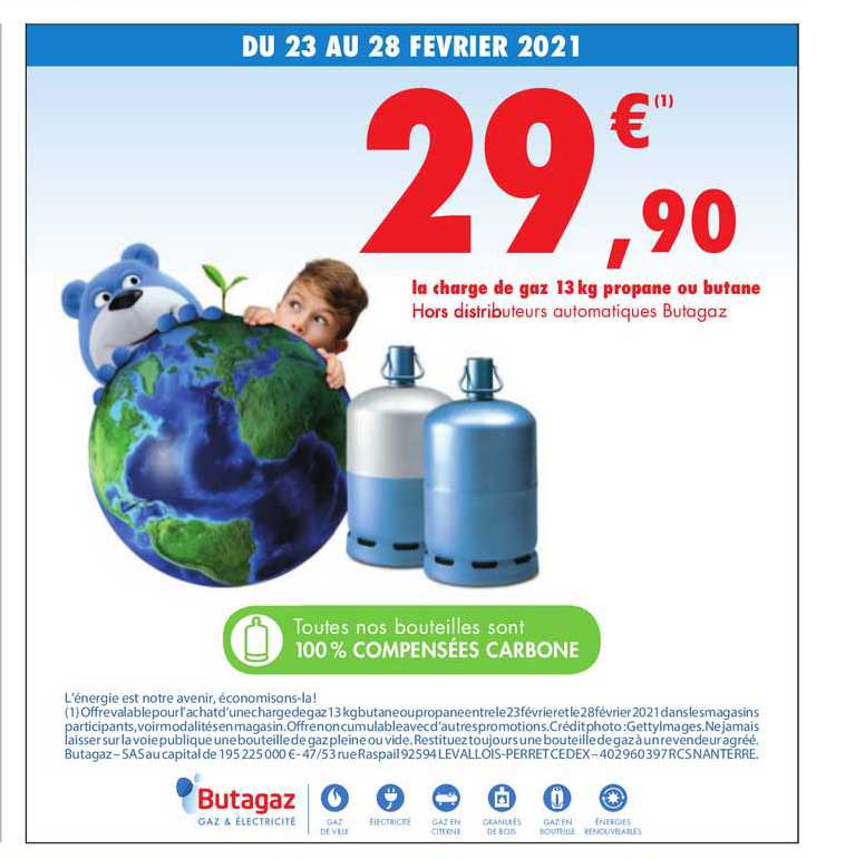 le charge de gaz 13kg propane ou butane