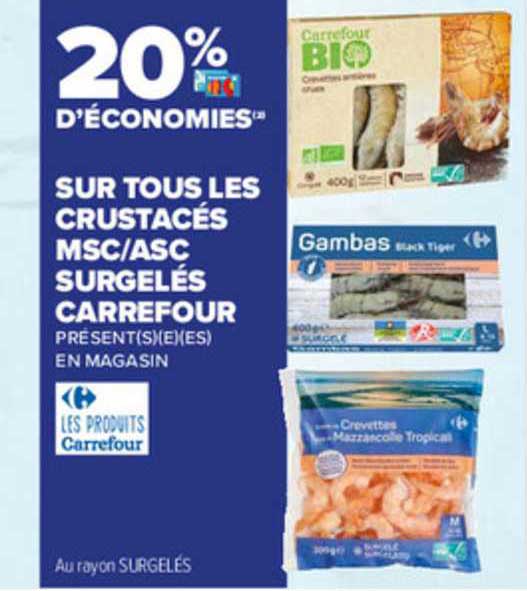les crustacés msc-asc surgelés carrefour