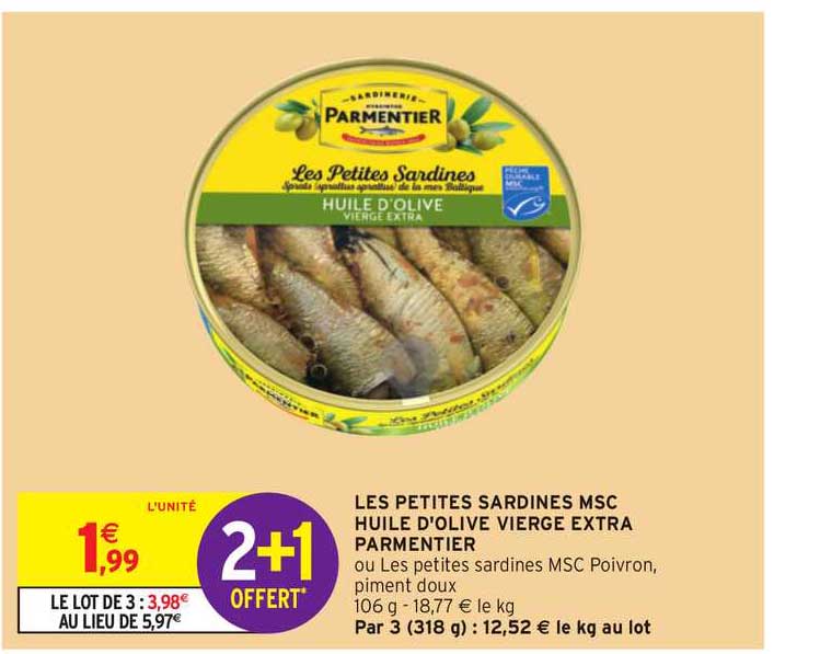 les petites sardines msc huile d'olive vierge extra parmentier