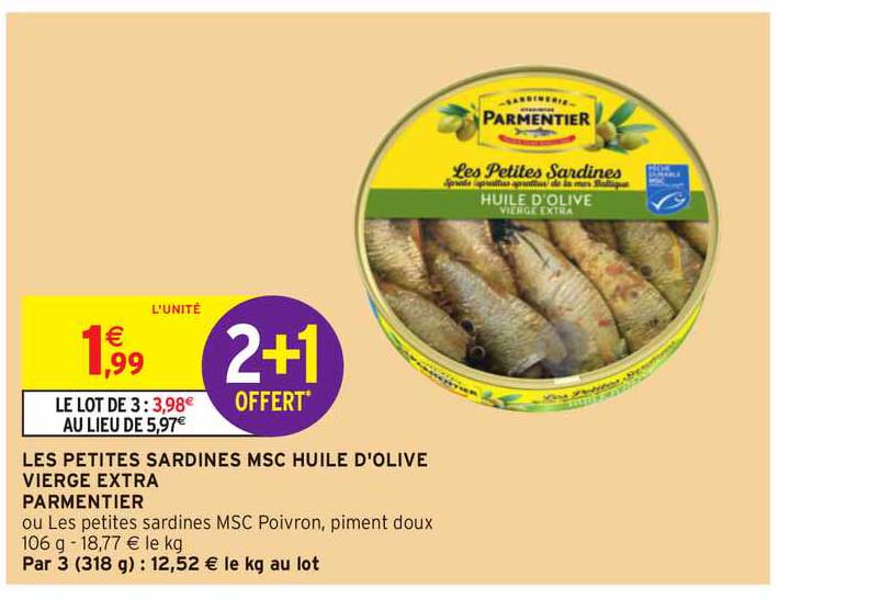 les petites sardines msc huile d'olive vierge extra parmentier
