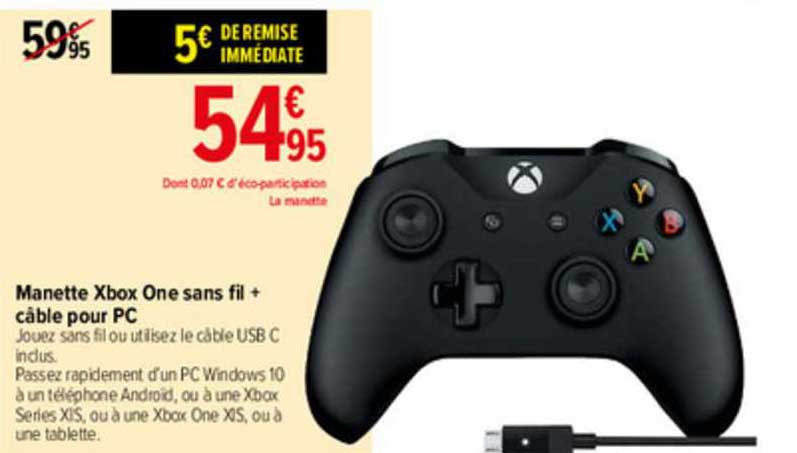 manette xbox one sans fil + câble pour pc