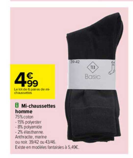 mi-chaussettes homme tex basic