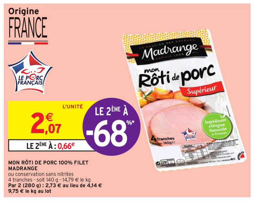 mon rôti de porc 100% filet madrange