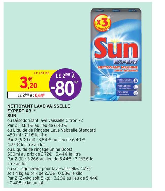 nettoyant lave-vaisselle expert x3 sun