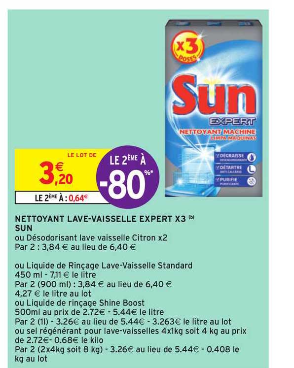 nettoyant lave-vaisselle expert x3 sun