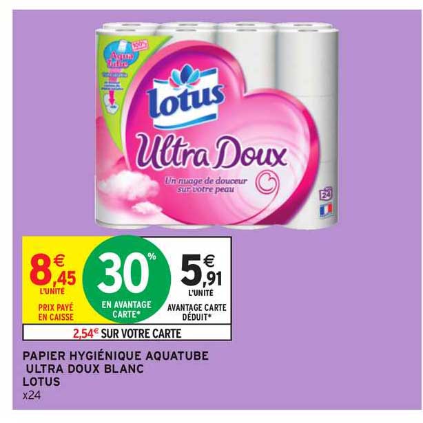 Papier Hygiénique Aquatube Ultra Doux Blanc Lotus