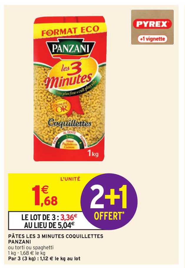 pâtes les 3 minutes coquillettes panzani