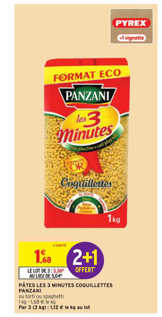pâtes les 3 minutes coquillettes panzani