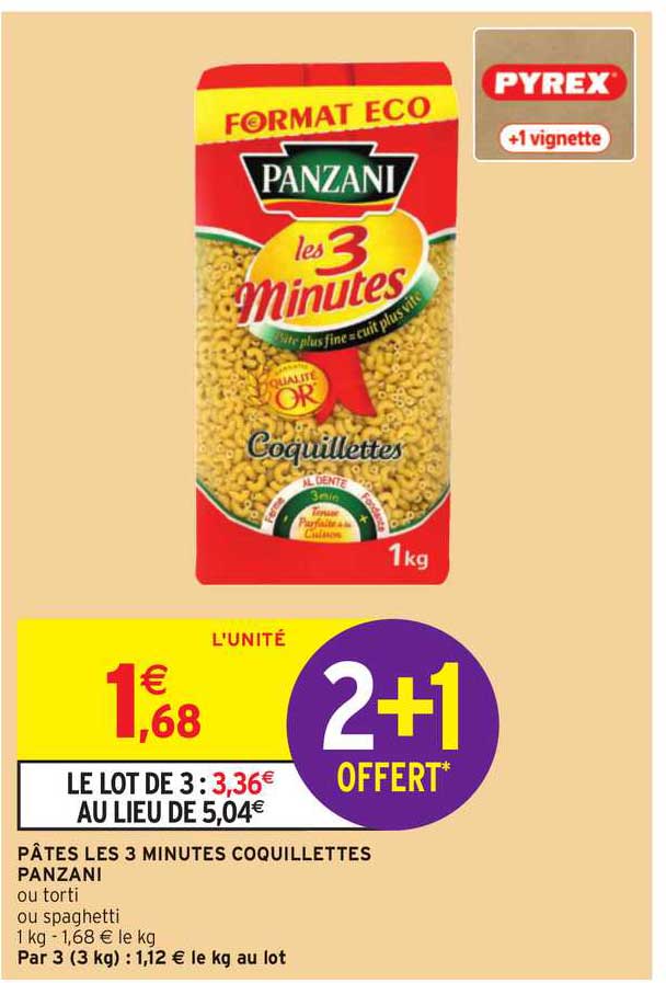 pâtes les 3 minutes coquillettes panzani
