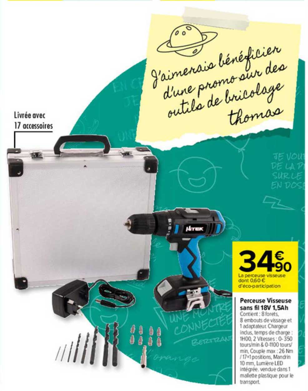 perceuse visseuse sans fil 18v 1,5ah