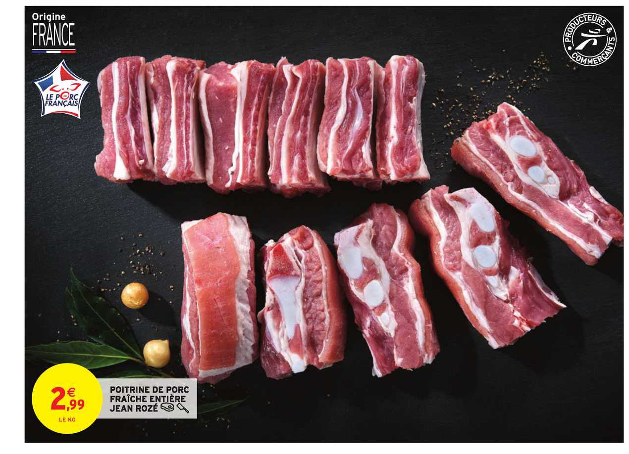 poitrine de porc fraîche entière jean rozé