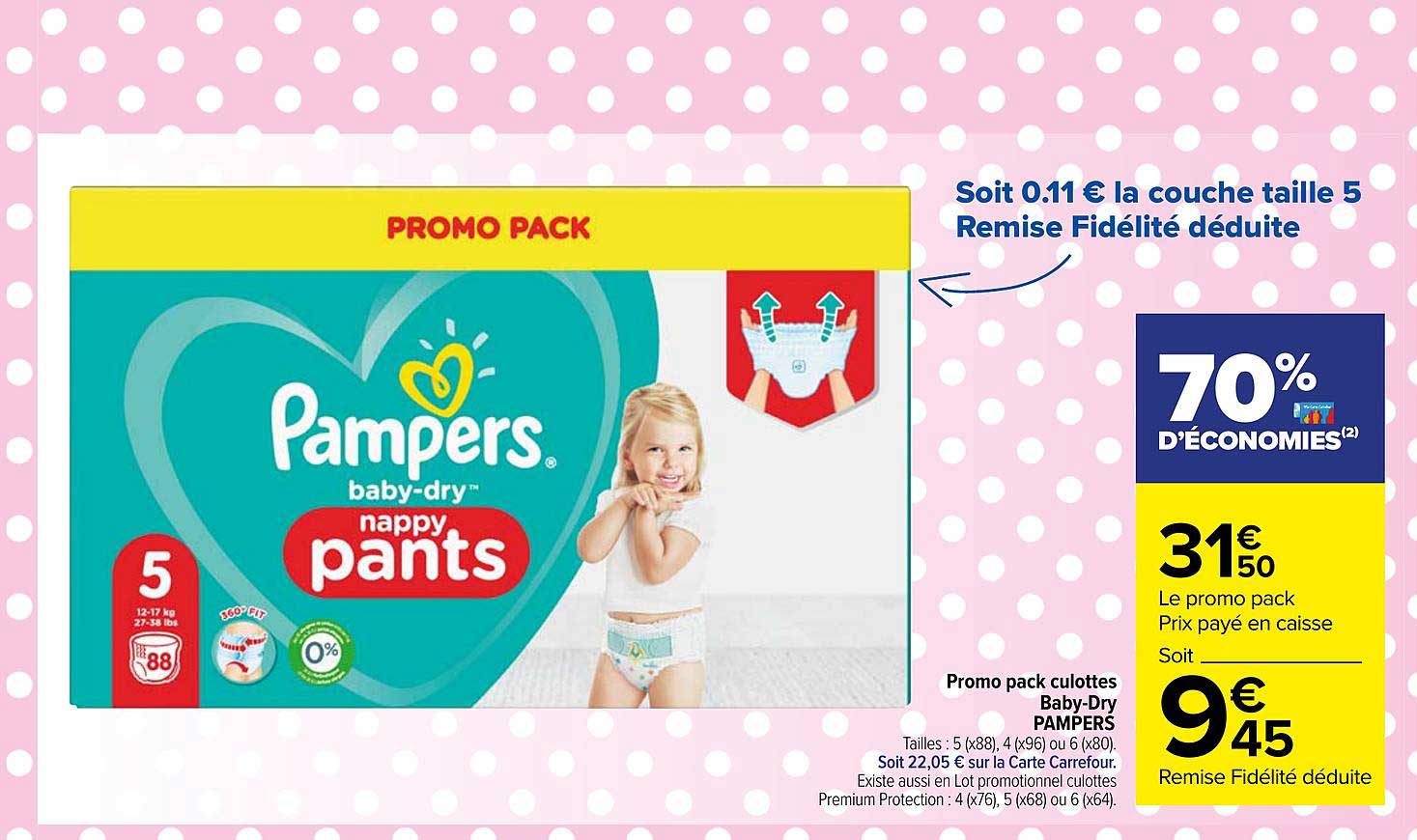 promo pack culottes baby-dry pampers