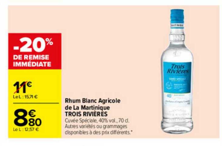 rhum blanc agricole de la martinique trois rivières