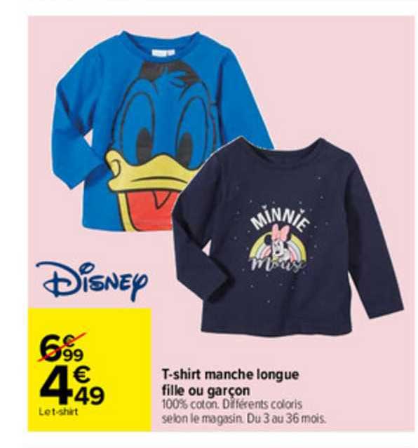 t-shirt manche longue fille ou garçon disney