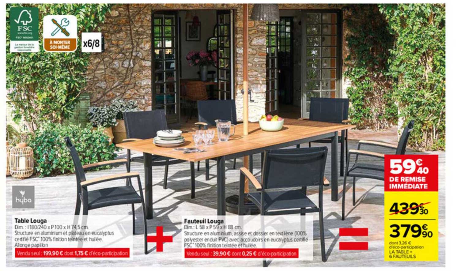 table louga, fauteuil louga