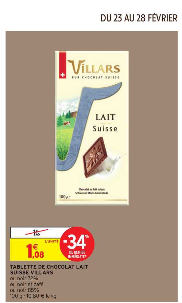 Tablette De Chocolat Lait Suisse Villars