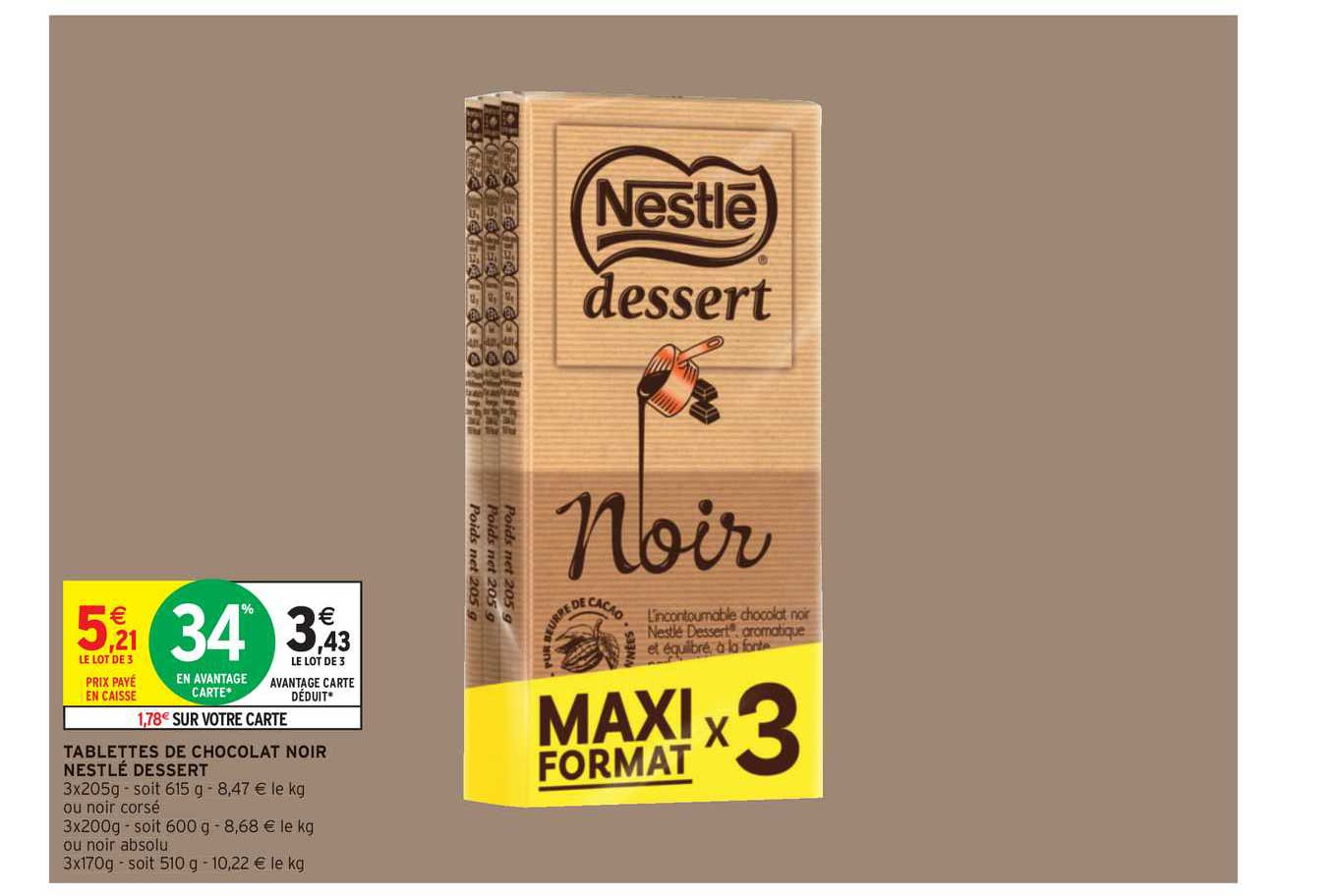 Tablettes De Chocolat Noir Nestlé Dessert
