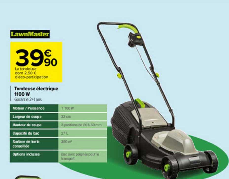 tondeuse électrique 1100 w lawnmaster
