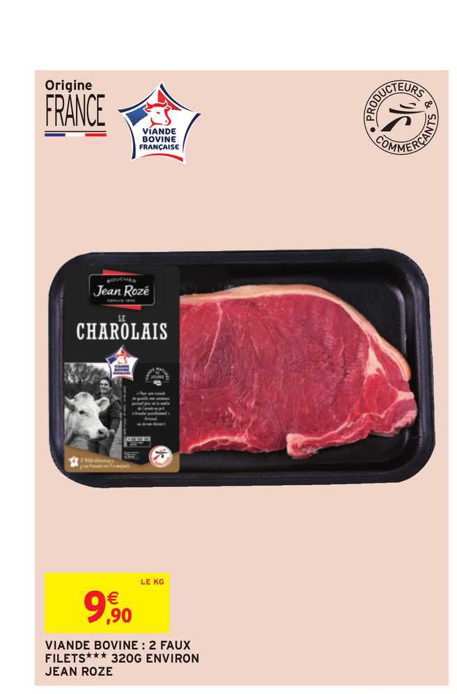 viande bovine : 2 faux filets jean rozé