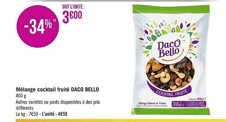 mélange cocktail fruité daco bello