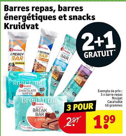 barres repas, barres énergétiques et snacks kruidvat