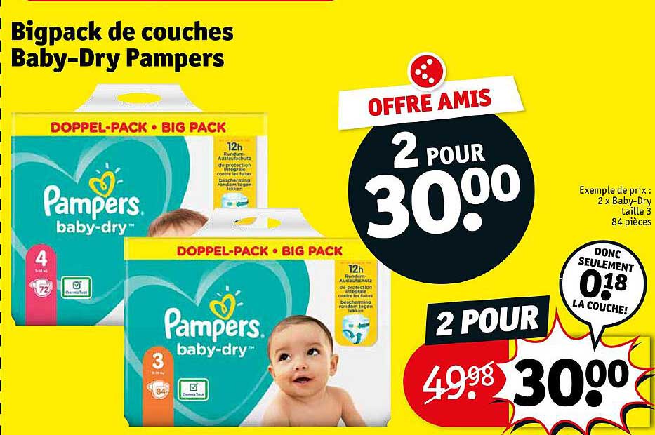 bigpack de couches baby-dry pampers